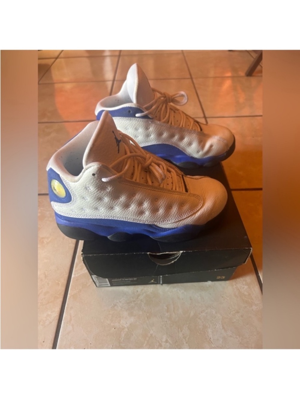 Jordan 13s White and Blue Pair - Picture 3 of 6